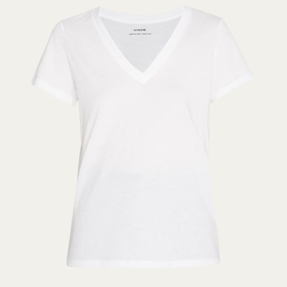 NWT Vince Essential Pima Cotton V-Neck T-Shirt - White - 1X - Picture 1 of 6